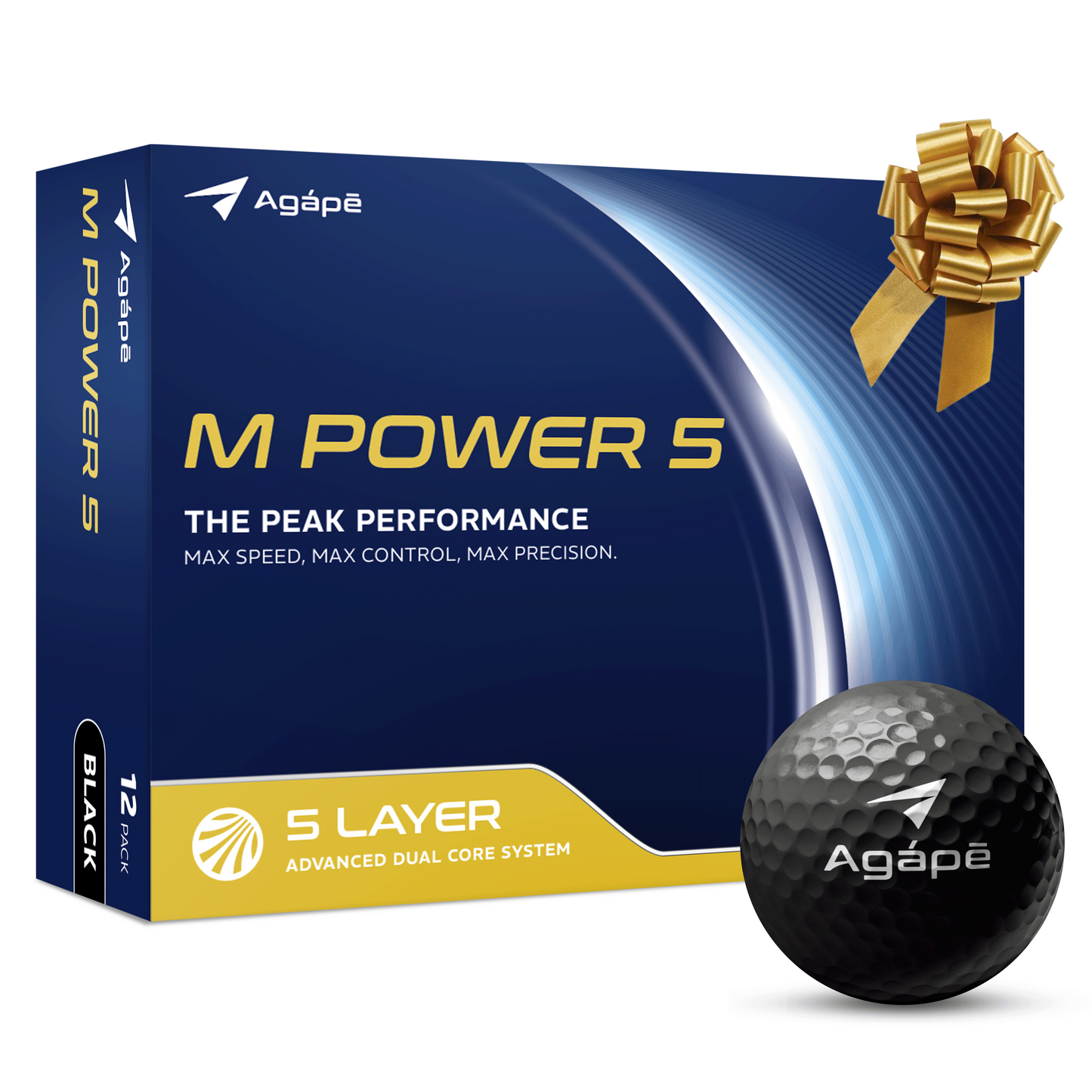 Agape M Power 5 Black Golf Ball 12 ball pack | Best Golf Gift